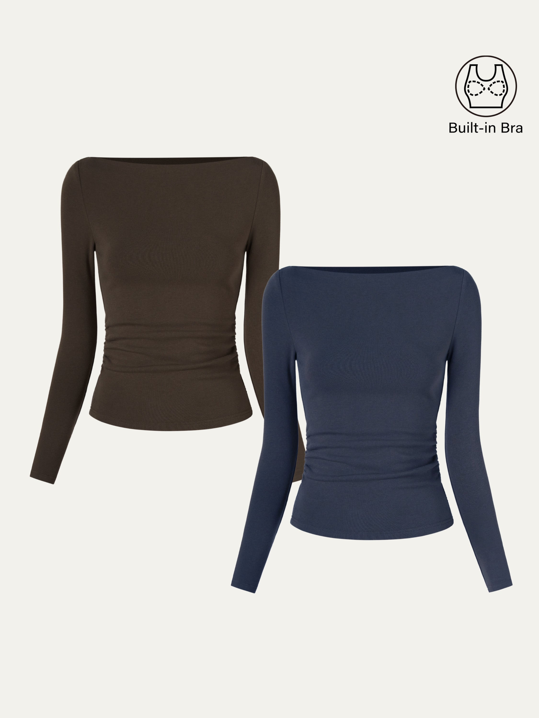 Modern Side Ruched Boatneck Brami Top