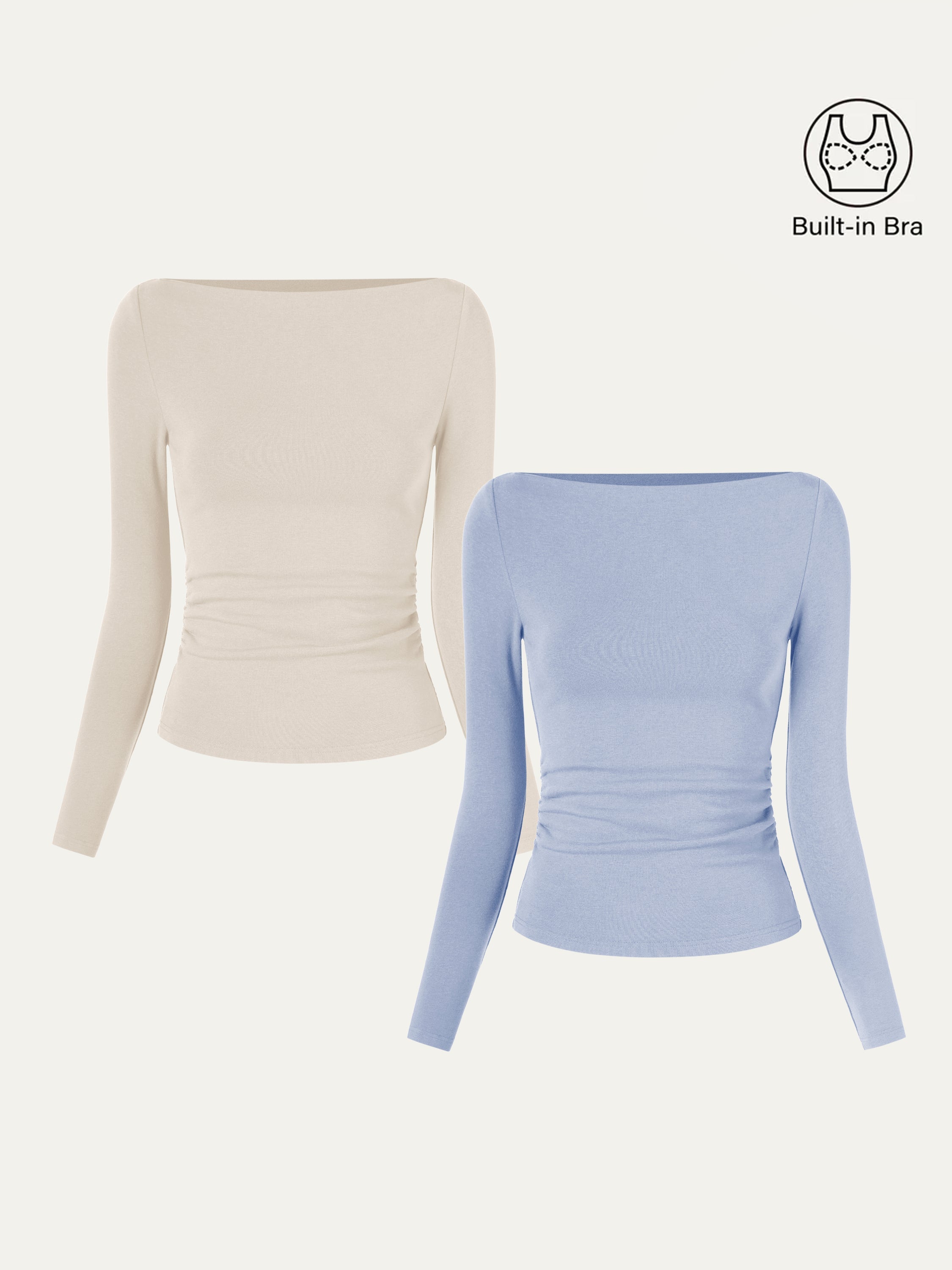 Modern Side Ruched Boatneck Brami Top