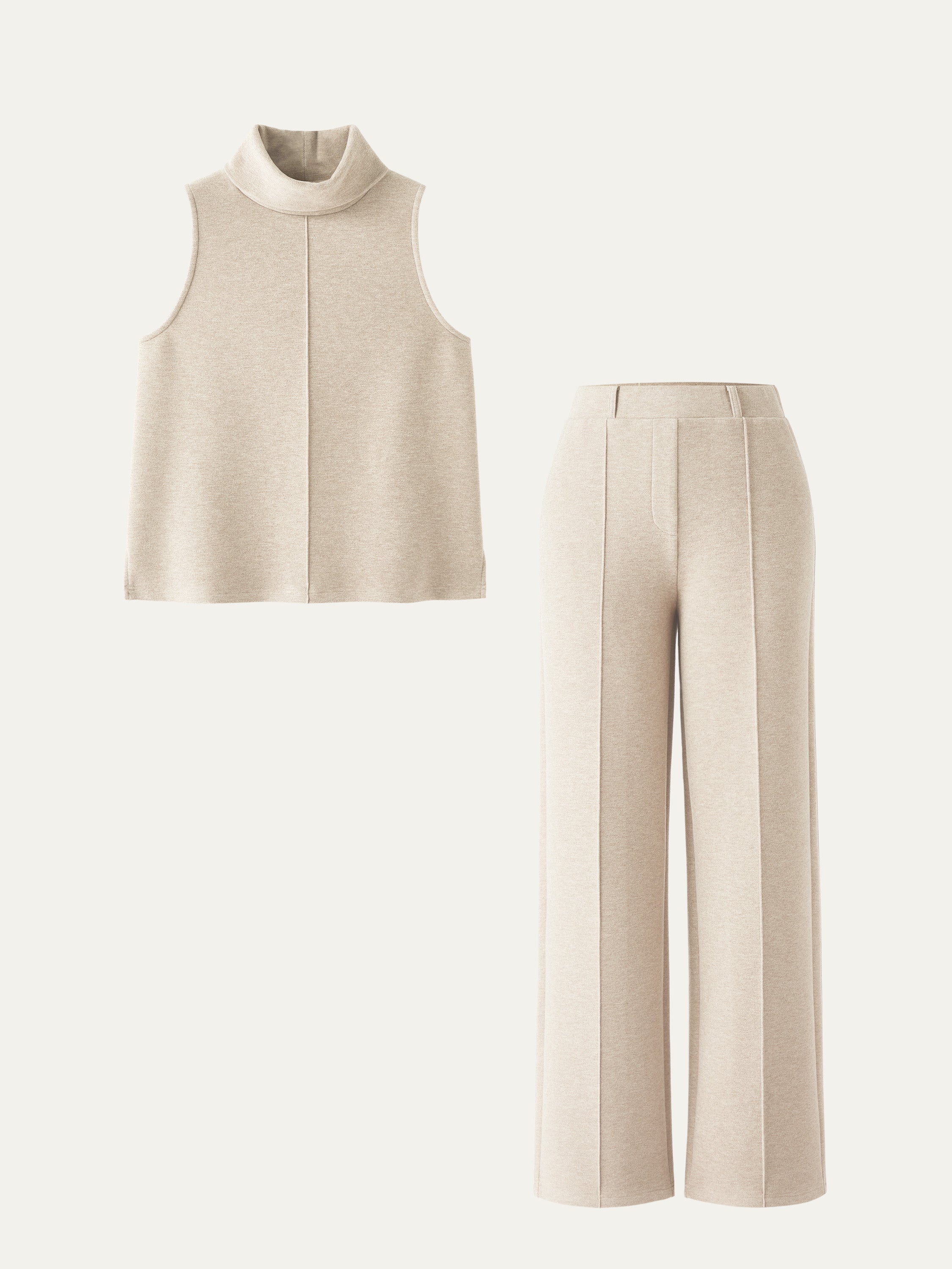 2Pcs Set Split Hem Top