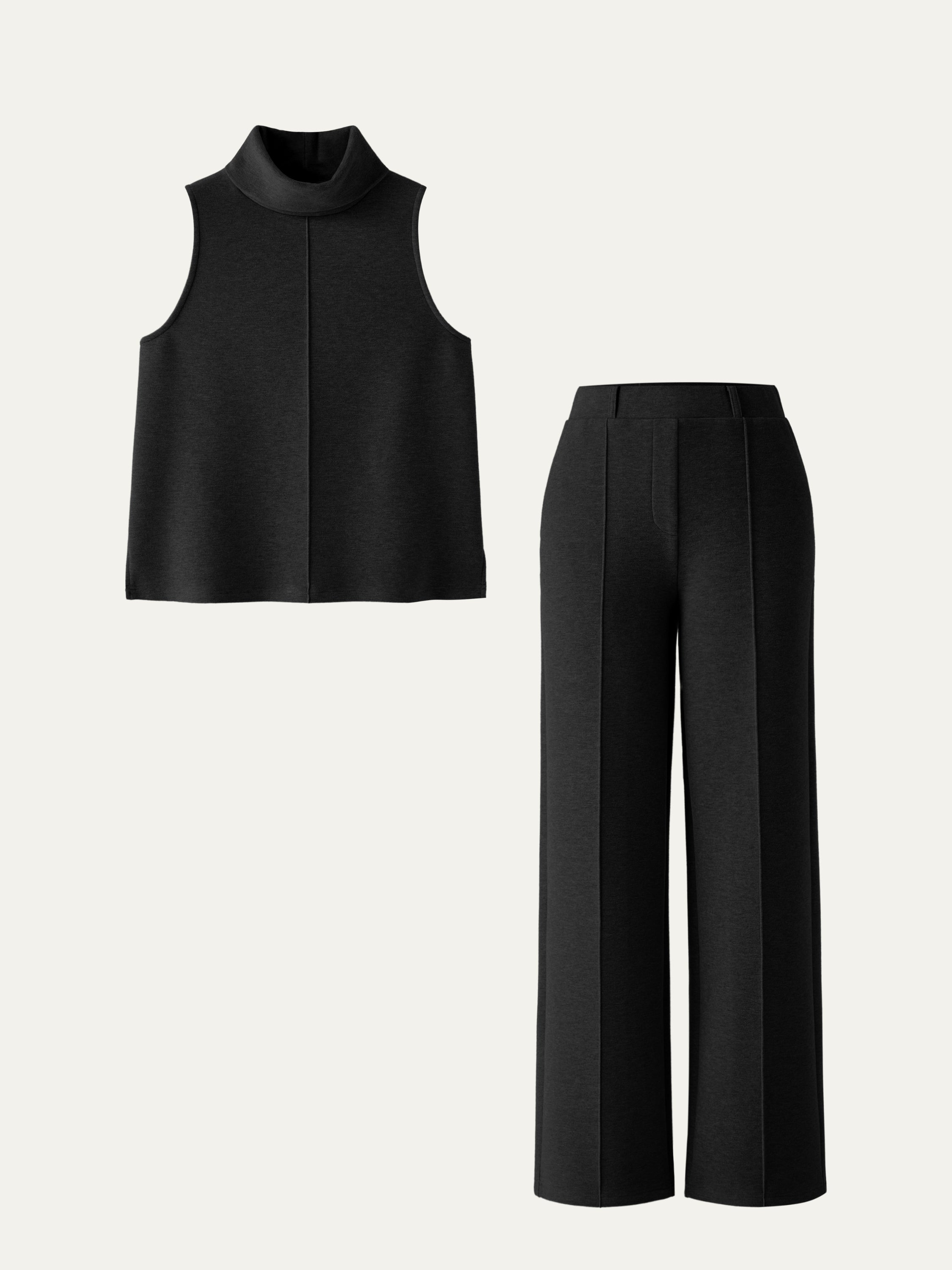 2Pcs Set Split Hem Top