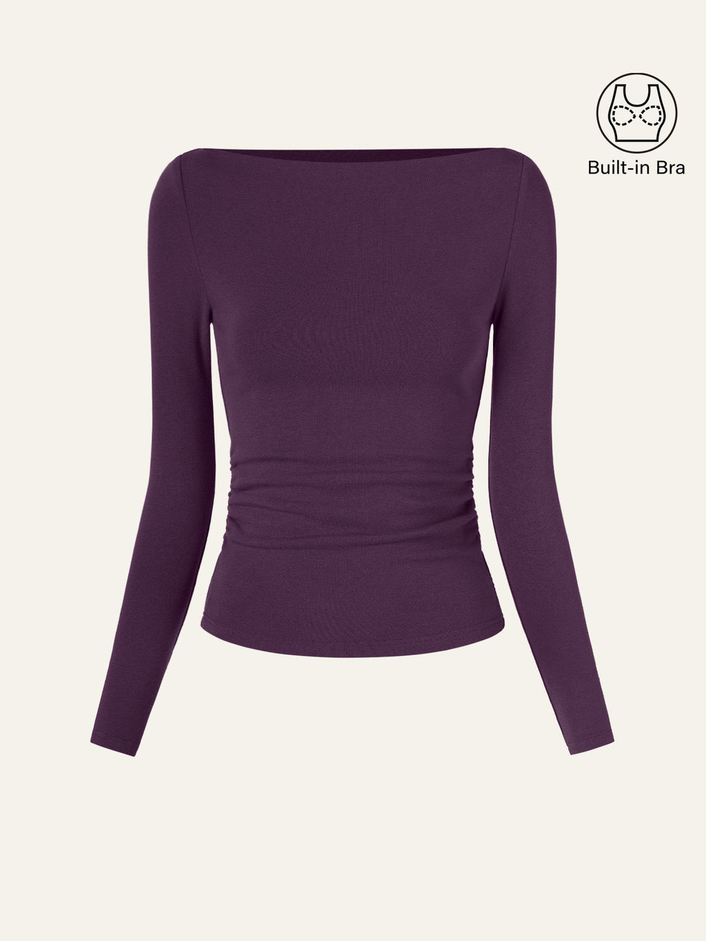 Modern Side Ruched Boatneck Brami Top