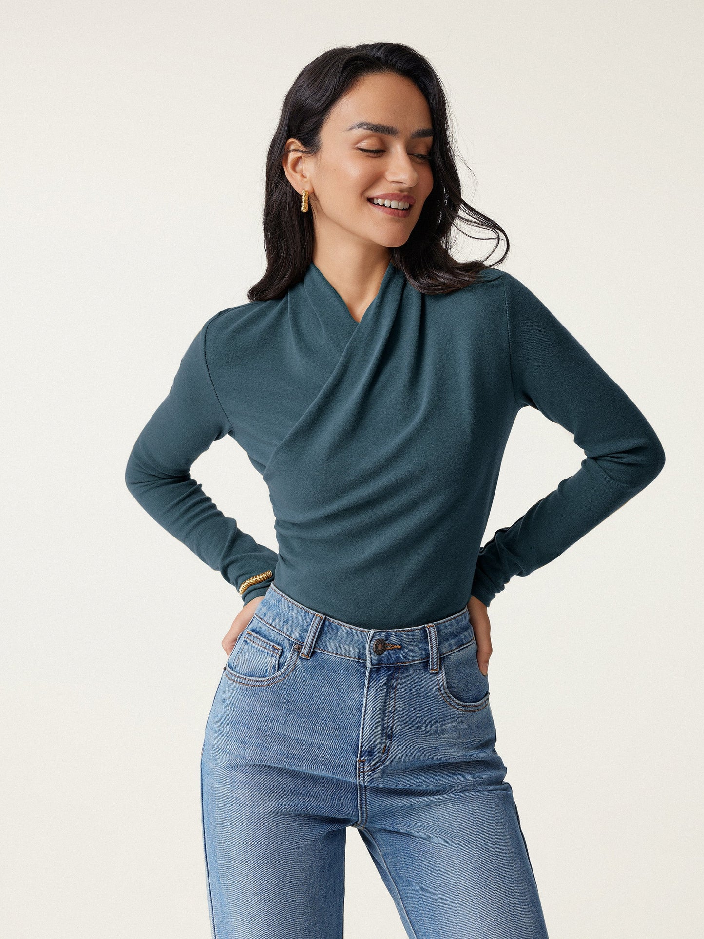 Surplice Long Sleeve Top