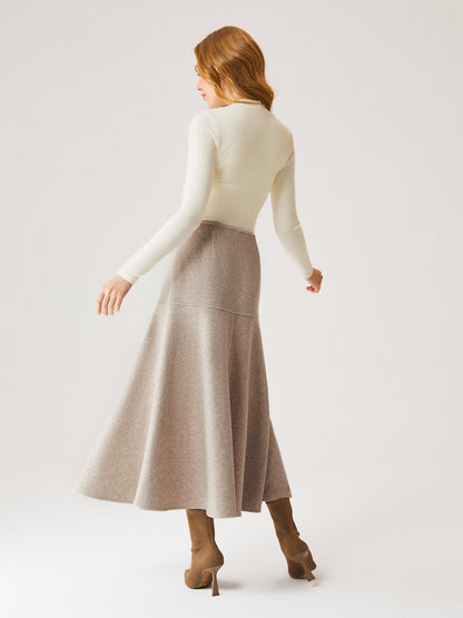 Wool-like Flared Maxi Skirt
