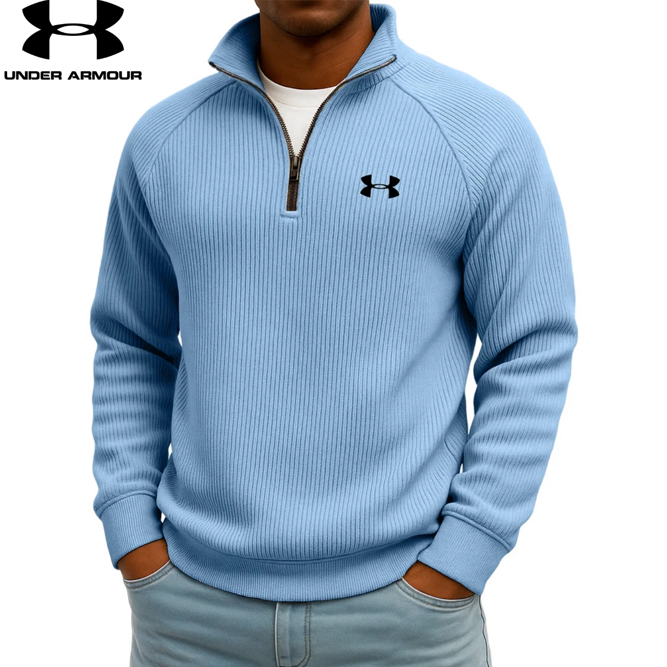 UM- Sweatshirt Quarter-Zip Côtelé