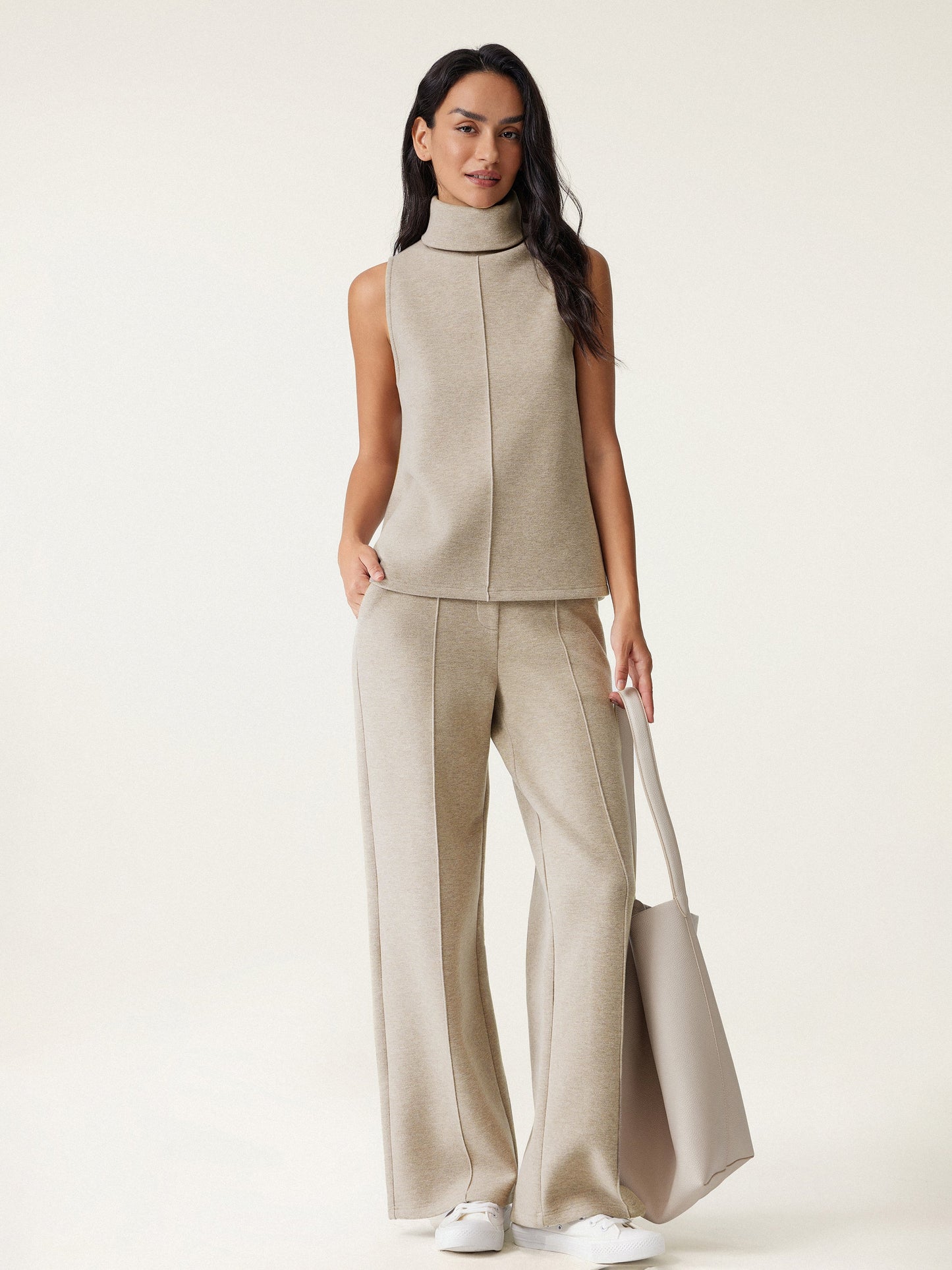 2Pcs Set Split Hem Top