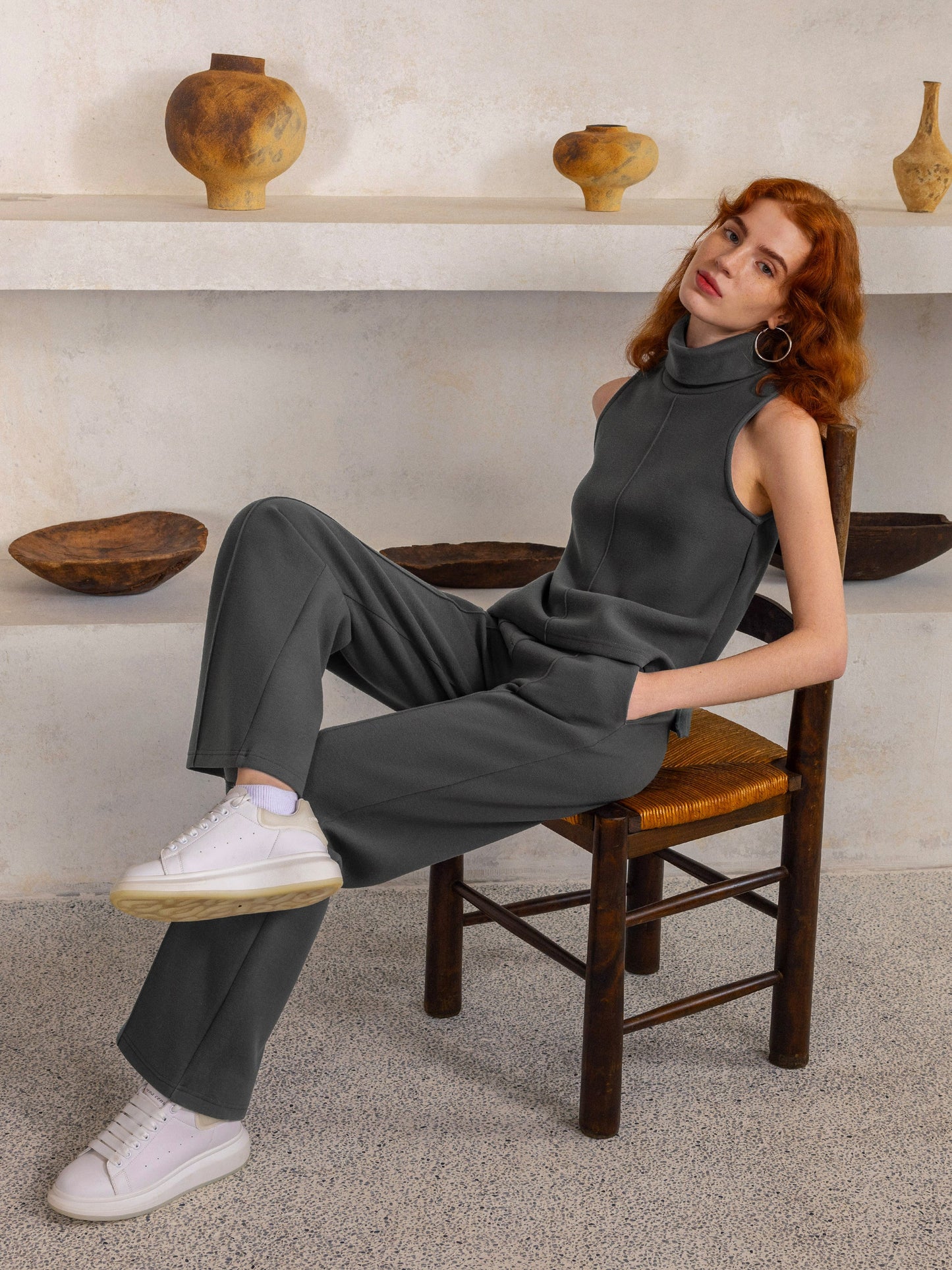 2Pcs Set Split Hem Top