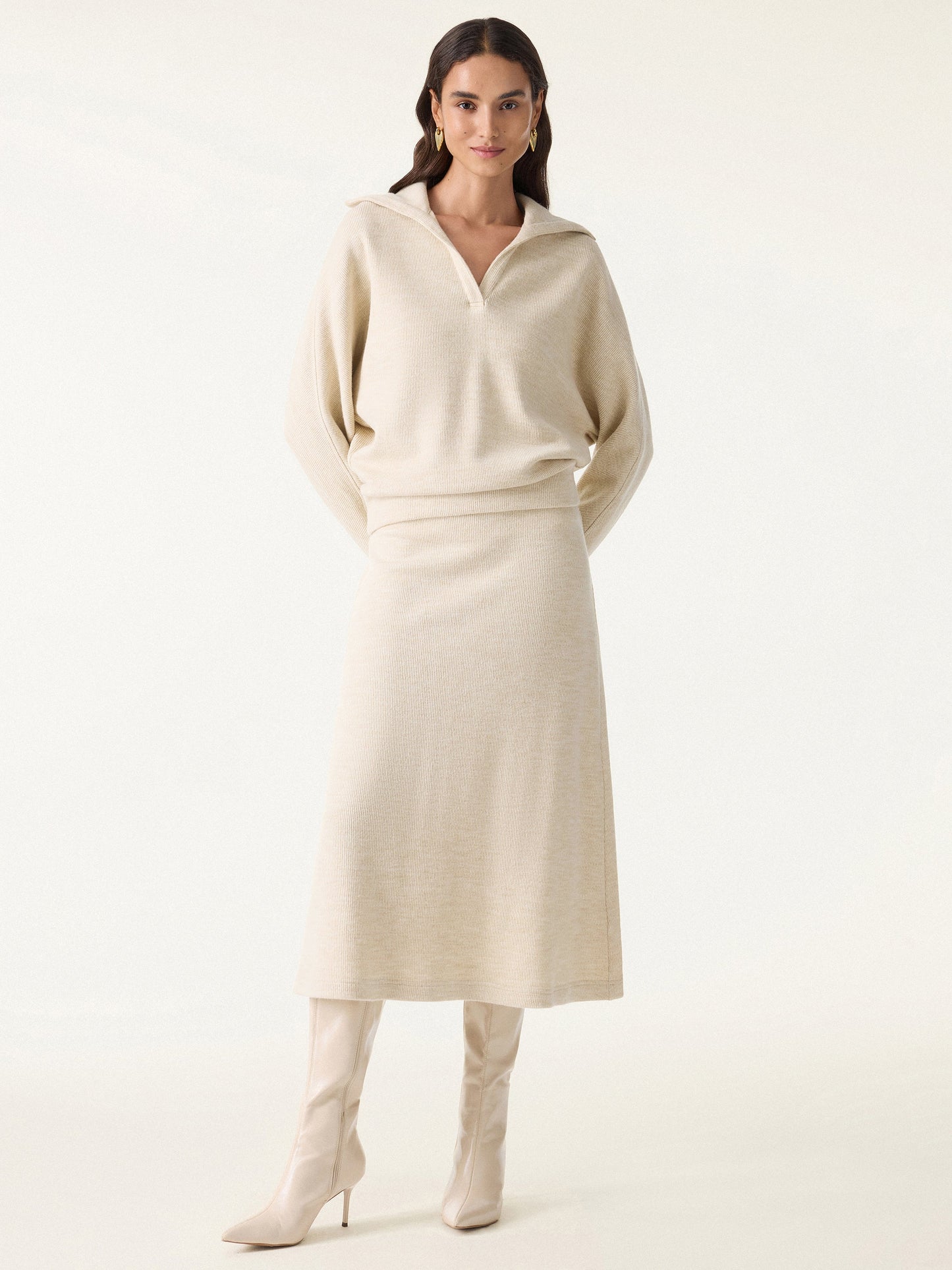 2Pcs Set Collared V-Neck