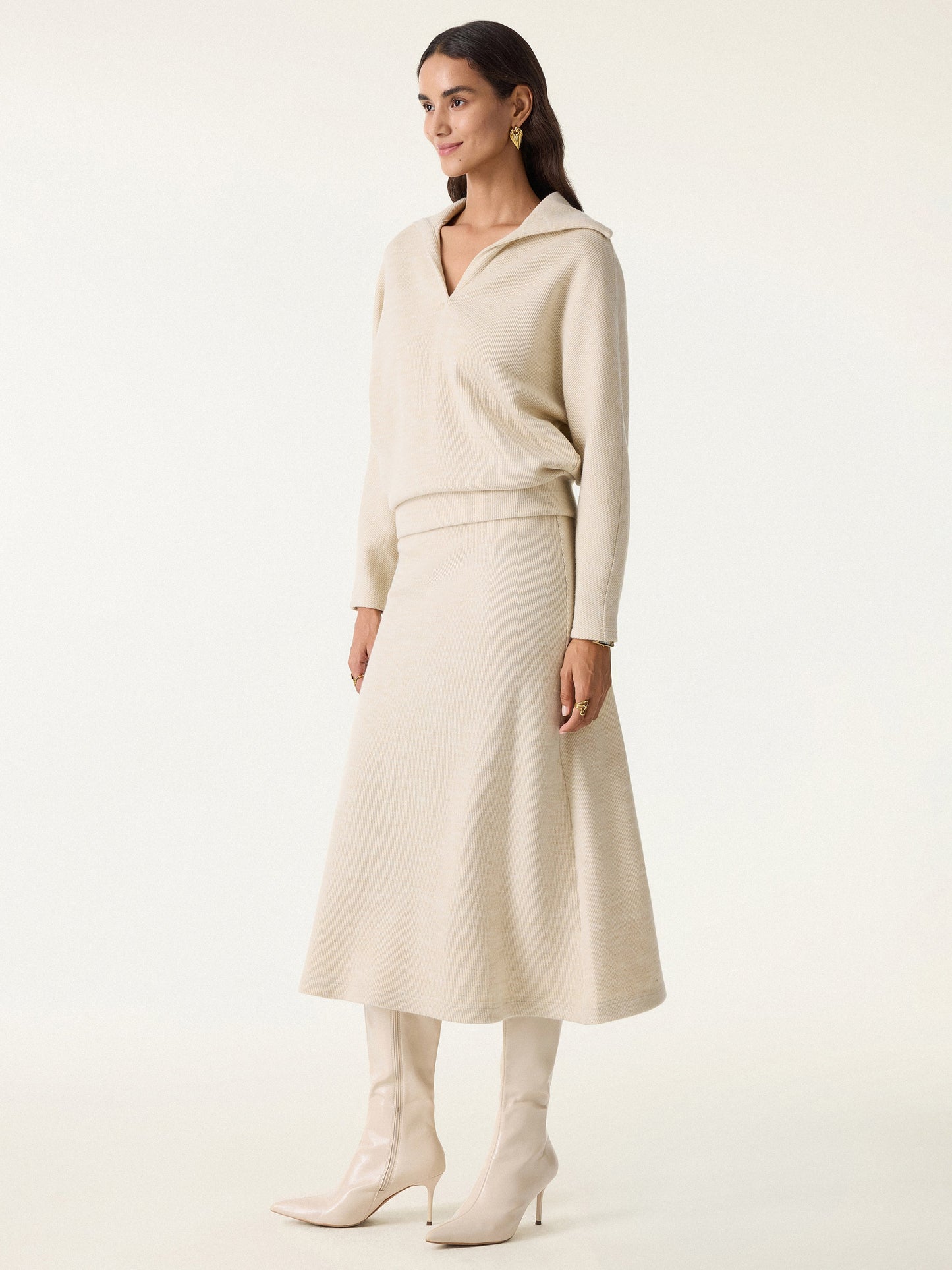 2Pcs Set Collared V-Neck