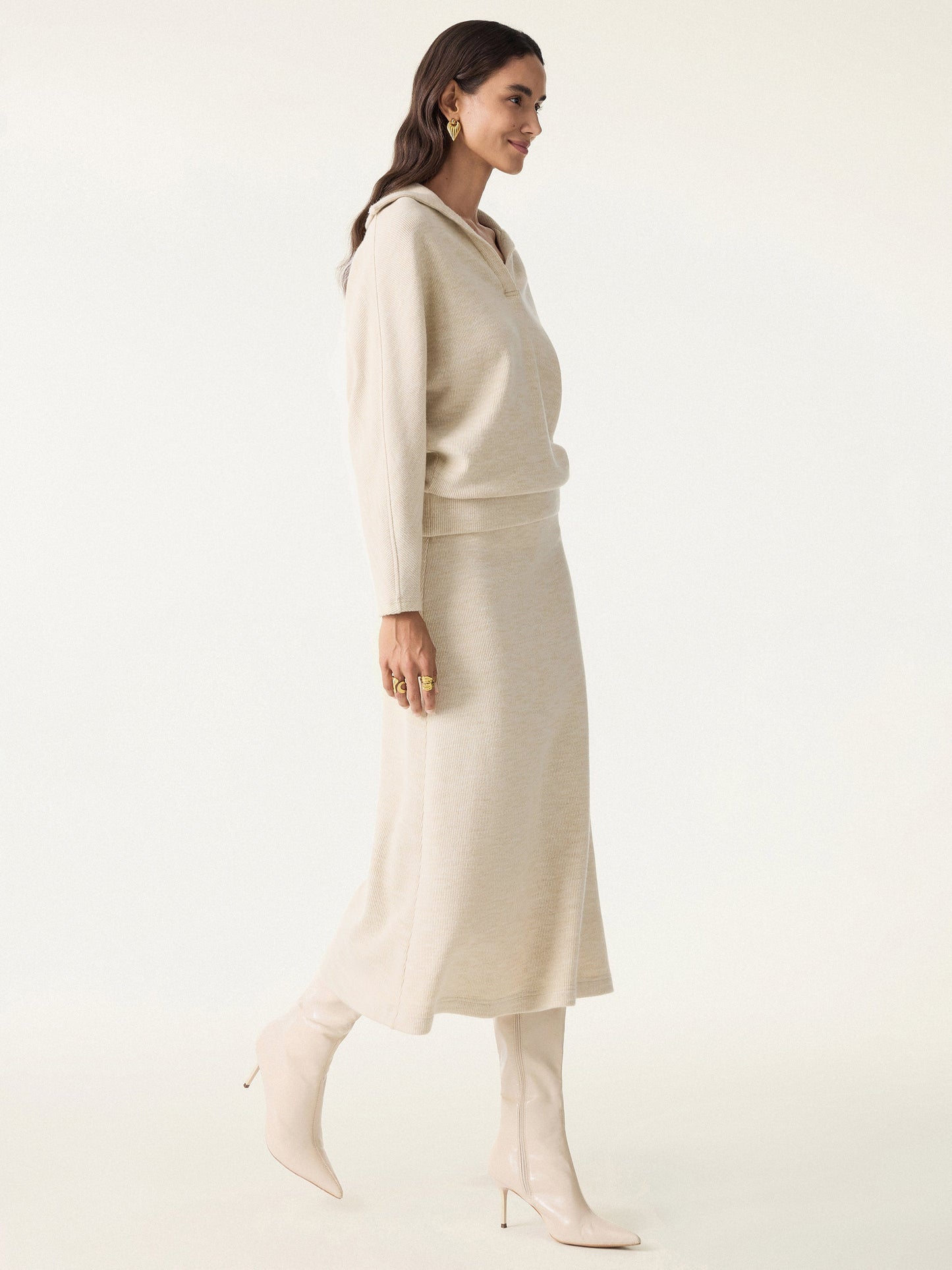 2Pcs Set Collared V-Neck