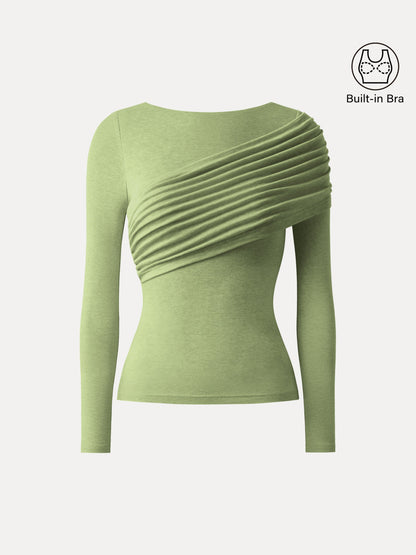 Tencel-Wool Gathered Long Sleeve Brami Top
