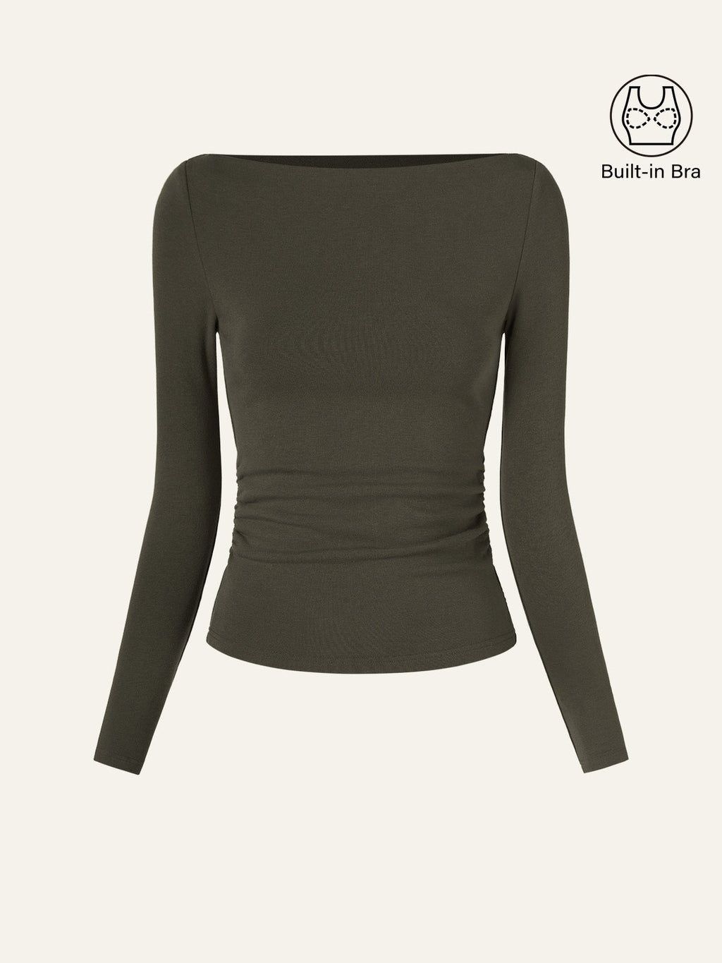 Modern Side Ruched Boatneck Brami Top