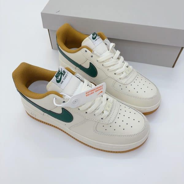 Hand-Crafted AF1 Cream White Beige Green Gum