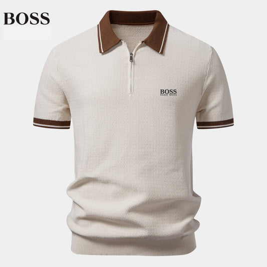 Polo Zippé en Maille Contrastée - Premium