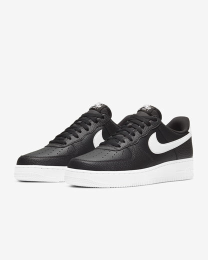 Nk Air Force 1 Low Black White Pebbled Leather