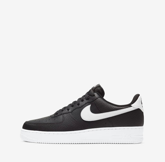 Nk Air Force 1 Low Black White Pebbled Leather