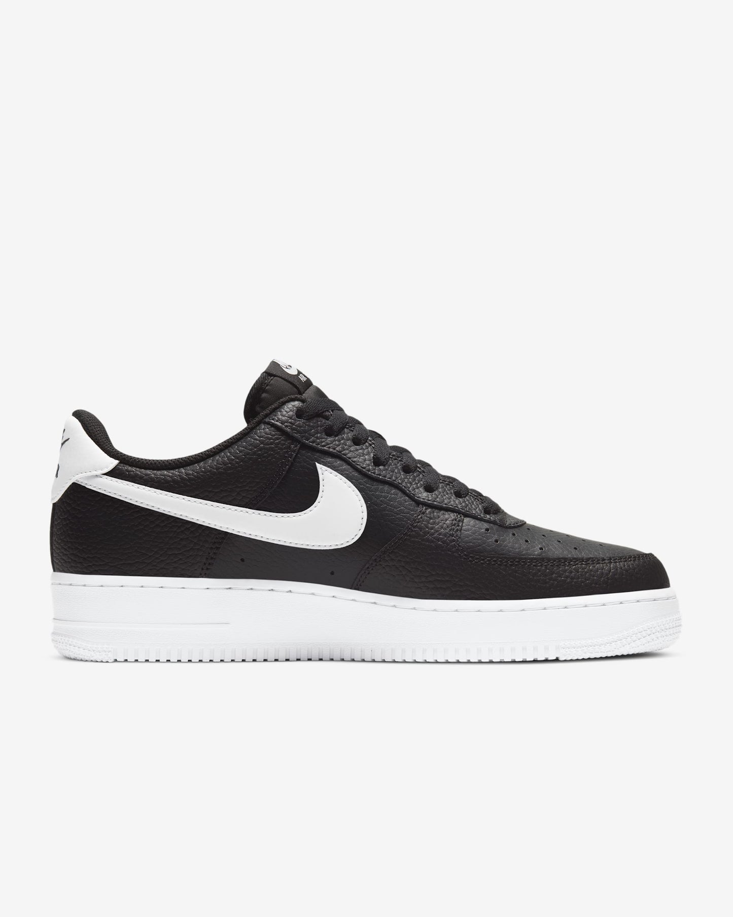 Nk Air Force 1 Low Black White Pebbled Leather