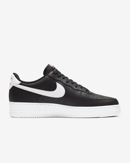 Nk Air Force 1 Low Black White Pebbled Leather