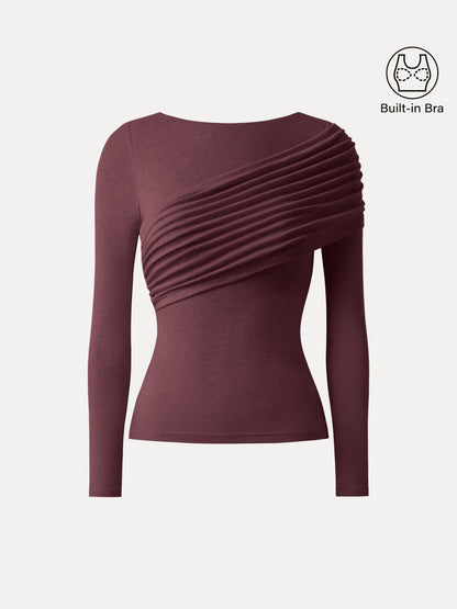 Tencel-Wool Gathered Long Sleeve Brami Top