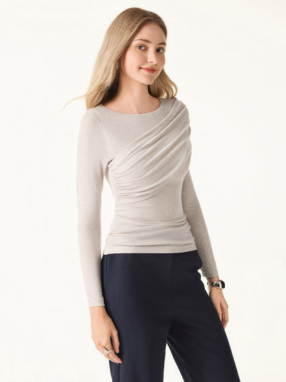 Tencel-Wool Gathered Long Sleeve Brami Top