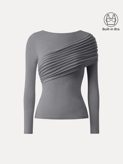 Tencel-Wool Gathered Long Sleeve Brami Top