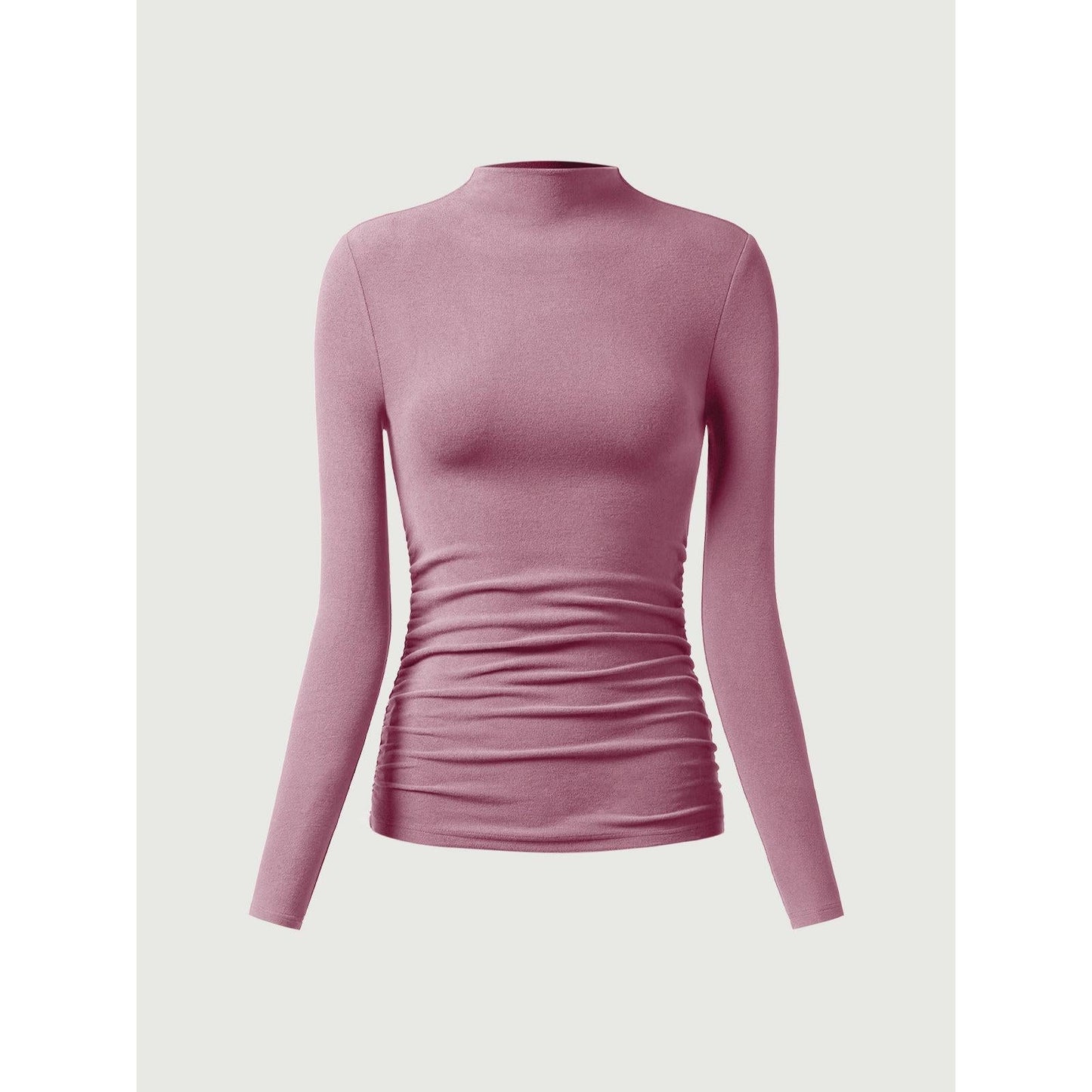 Thermal Ruched Sides Tuckable Mockneck Top