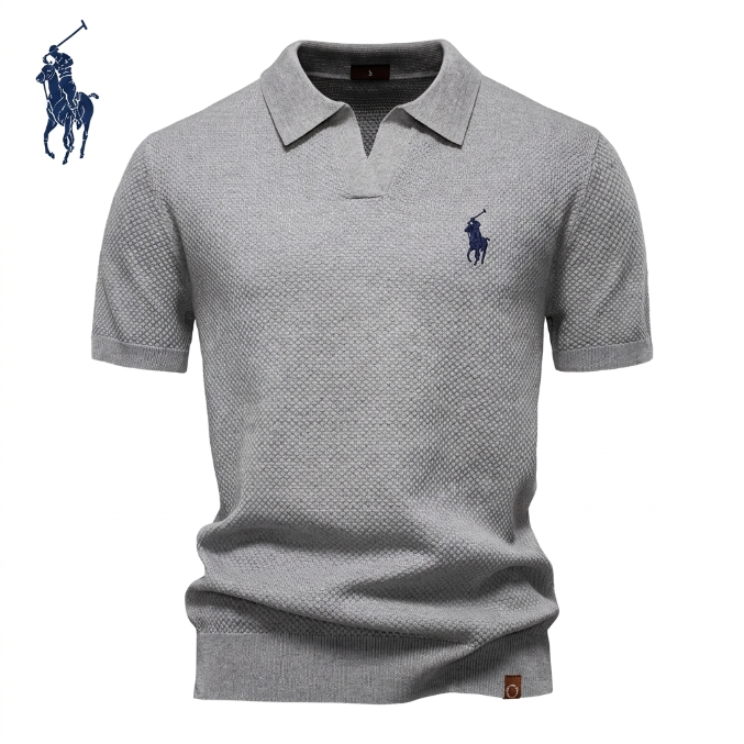 Polo en maille piqué col ouvert