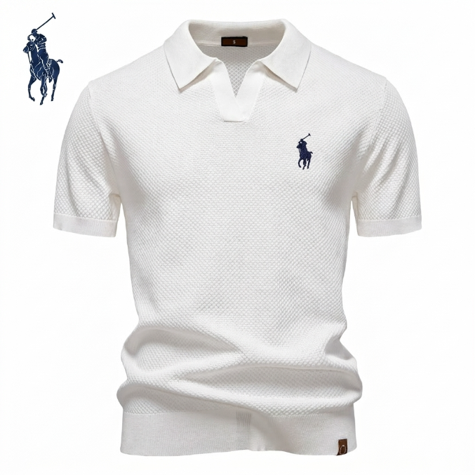 Polo en maille piqué col ouvert