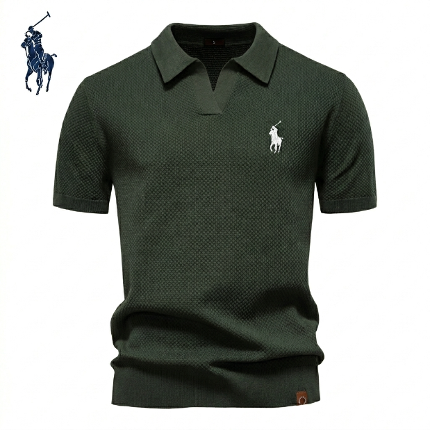 Polo en maille piqué col ouvert