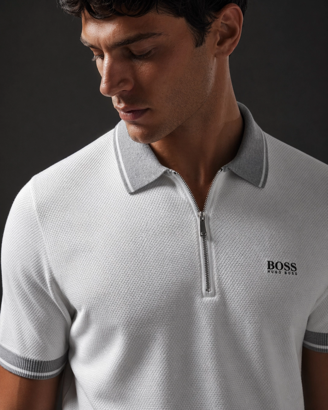 Polo Zippé en Maille Contrastée - Premium
