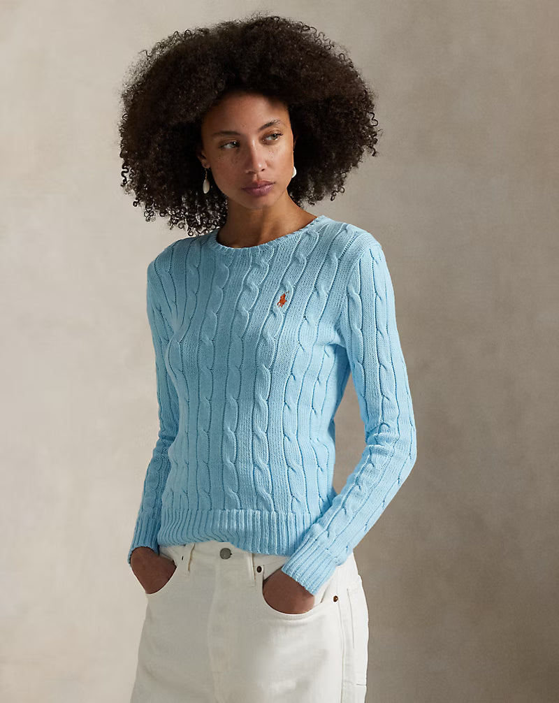 Pull RL à col rond en coton cable-knit